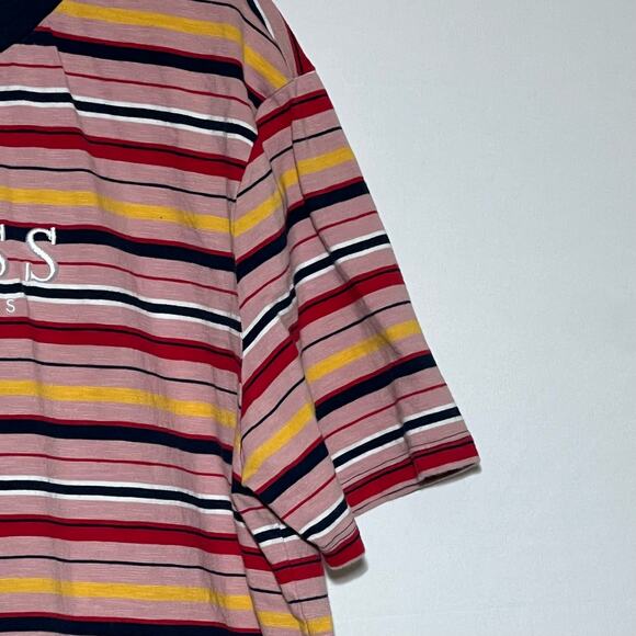 SOLD Sleeve Pullover Popart Striped Logo T Shirt Dark Red Mens Size Large - Picture 5 of 9